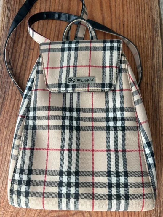Burberry Beige Black Red Nova Check Mini Backpack - Picture 1 of 8